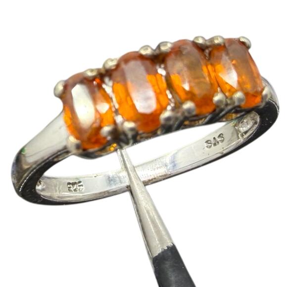 Spessartine Garnet Ring 925 Sterling Silver US Size 7 STS Orange Gemstone - Picture 2 of 7
